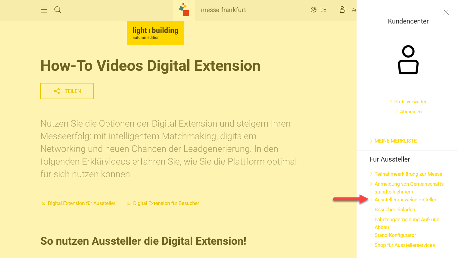 Screenshot von den How-To Videos Digital Extension